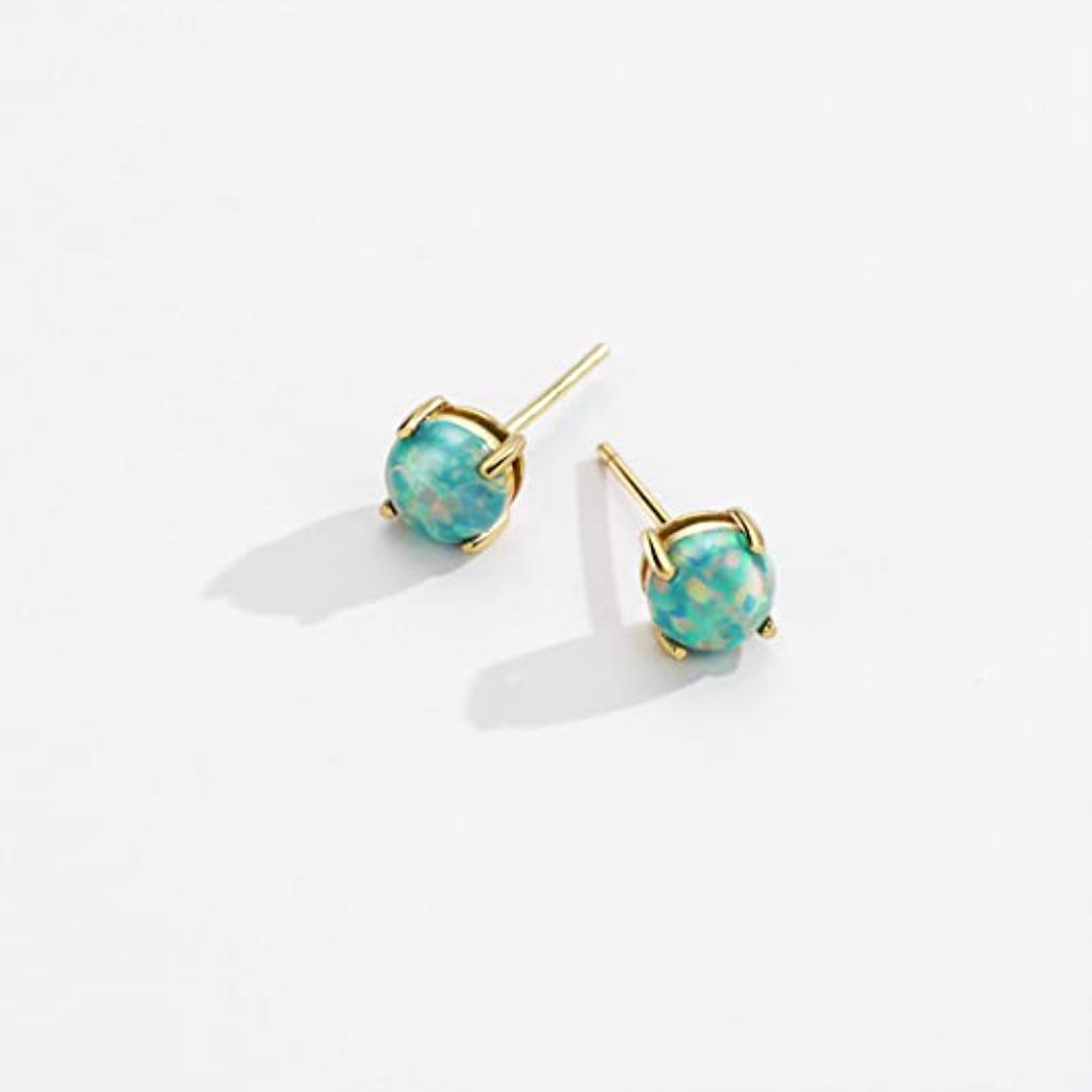 Opal Stud Solitaire Earrings